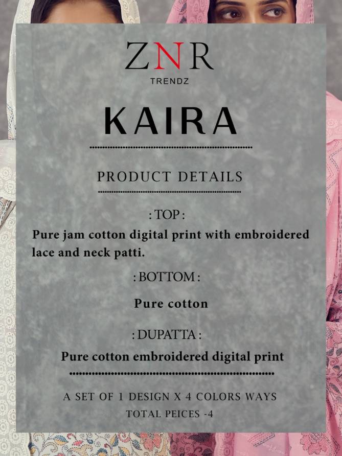 Znr Kaira Fancy Ethnic Wear Printed Jam Cotton Salwar Suits Collection